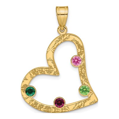 Gold-Plated Sterling Silver Personalized 4-Birthstone Heart Family Pendant – view 2