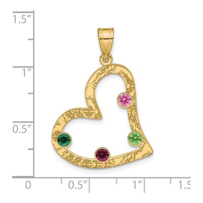 Gold-Plated Sterling Silver Personalized 4-Birthstone Heart Family Pendant – view 3