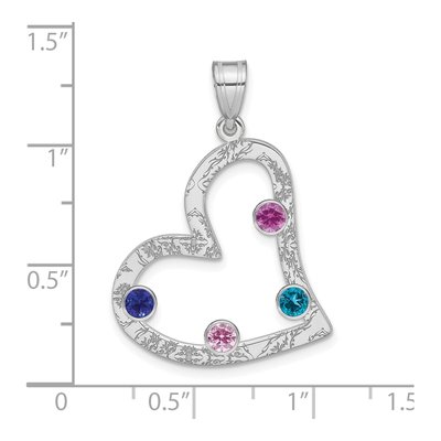 Sterling Silver Personalized 4-Stone Heart Family Pendant – view 3