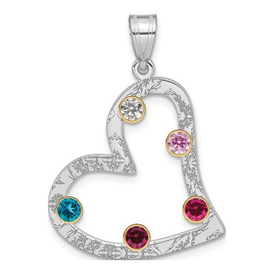 Gold-Plated Sterling Silver Personalized 5-Birthstone Heart Family Pendant – view 2