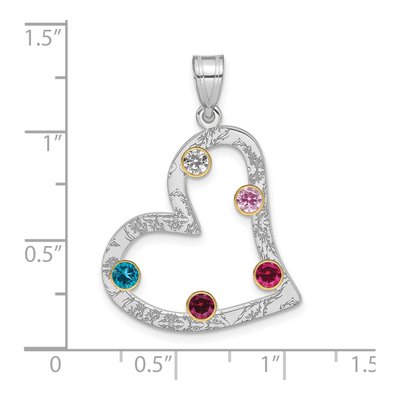 Gold-Plated Sterling Silver Personalized 5-Birthstone Heart Family Pendant – view 3