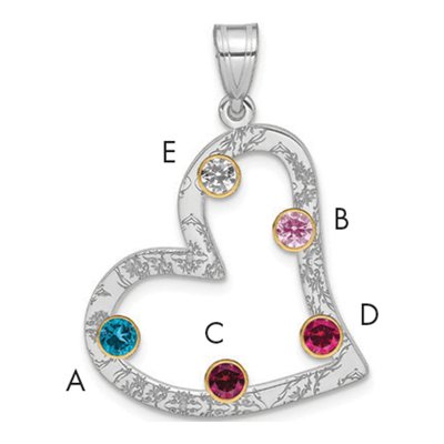 Gold-Plated Sterling Silver Personalized 5-Birthstone Heart Family Pendant