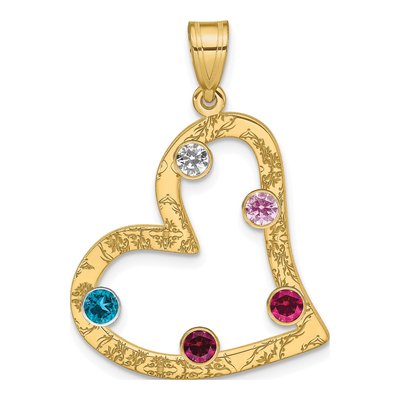 Gold-Plated Sterling Silver Personalized 5-Birthstone Heart Family Pendant – view 2