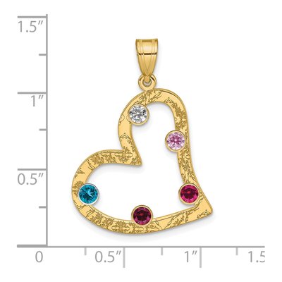 Gold-Plated Sterling Silver Personalized 5-Birthstone Heart Family Pendant – view 3