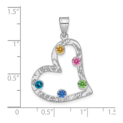 Sterling Silver Personalized 5-Birthstone Heart Family Pendant – view 3