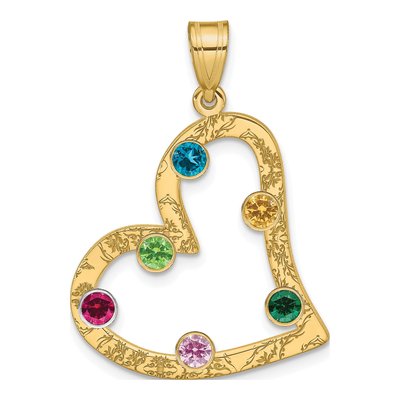 Gold-Plated Sterling Silver Personalized 6-Stone Heart Family Pendant – view 2