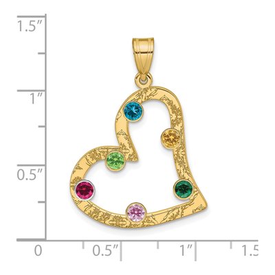 Gold-Plated Sterling Silver Personalized 6-Birthstone Heart Family Pendant – view 3