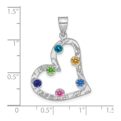Sterling Silver Personalized 6-Birthstone Heart Family Pendant – view 3
