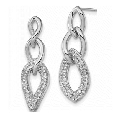 Sterling Silver CZ Micro Pave Dangle Earrings – view 3