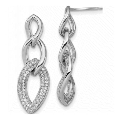 Sterling Silver CZ Micro Pave Dangle Earrings