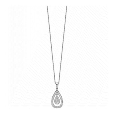 Sterling Silver CZ Teardrop Pave Pendant Necklace – view 3