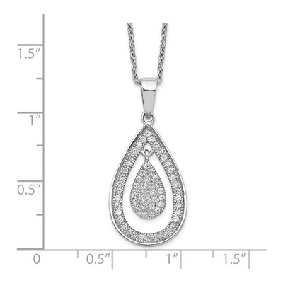 Sterling Silver CZ Teardrop Pave Pendant Necklace – view 4