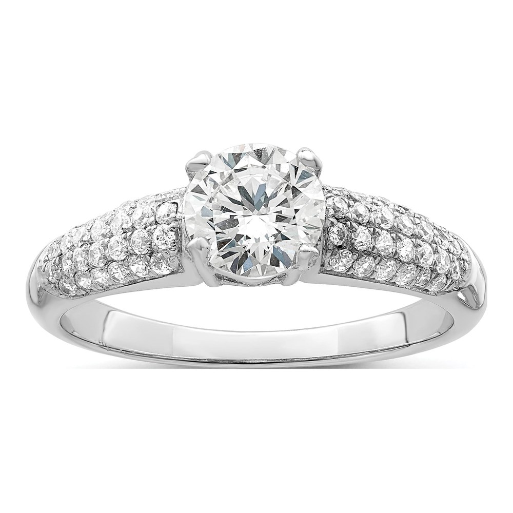 Sterling Silver CZ Micro Pave Engagement Ring