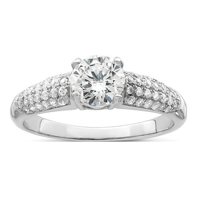 Sterling Silver CZ Micro Pave Engagement Ring