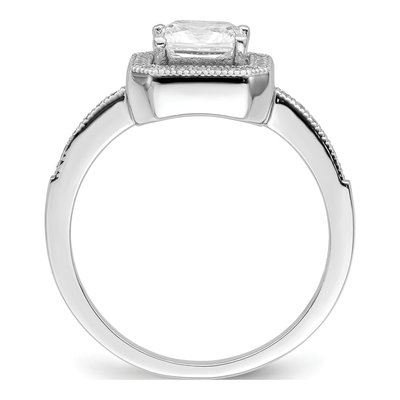Sterling Silver CZ Halo Engagement Ring – view 3