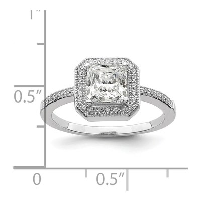 Sterling Silver CZ Halo Engagement Ring – view 5