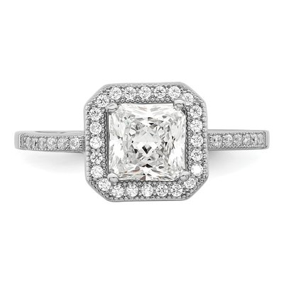 Sterling Silver CZ Halo Engagement Ring – view 6