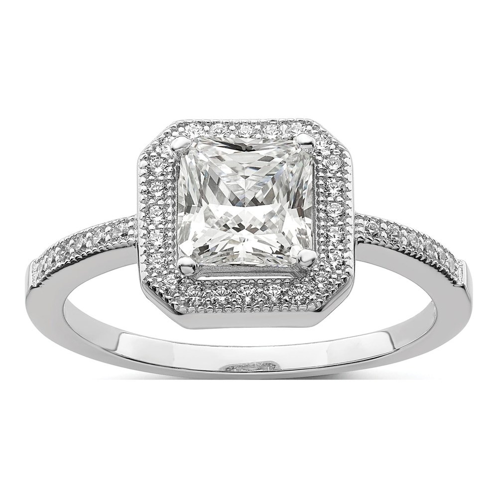 Sterling Silver CZ Halo Ring
