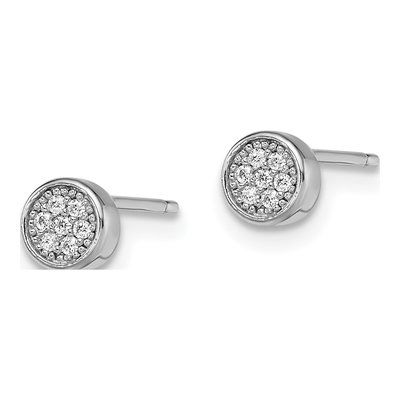 Sterling Silver CZ Micro Pave Button Stud Earrings – view 3