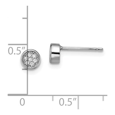 Sterling Silver CZ Micro Pave Button Stud Earrings – view 5