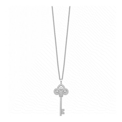 Sterling Silver CZ Key Pendant Necklace – view 3