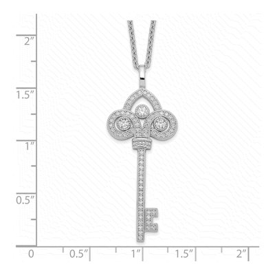 Sterling Silver CZ Key Pendant Necklace – view 4