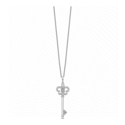 Sterling Silver CZ Key Pendant Necklace – view 3