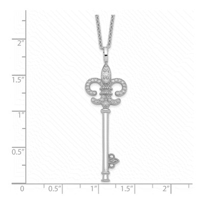 Sterling Silver CZ Key Pendant Necklace – view 4