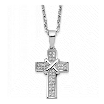 Sterling Silver CZ Pave Cross Necklace