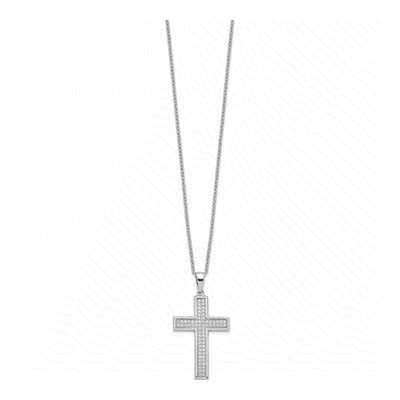 Sterling Silver CZ Pave Cross Necklace – view 3
