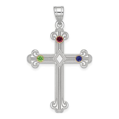 Sterling Silver Personalized Family Cross Pendant – view 2