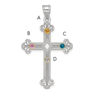 Sterling Silver Family Cross Pendant – view 3
