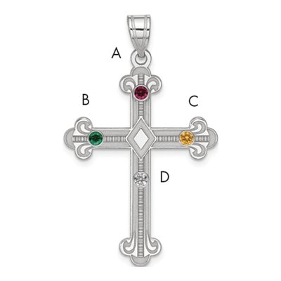 Personalized Sterling Silver Family Cross Pendant