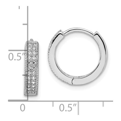 Sterling Silver 10mm CZ Pave Huggie Hoop Earrings – view 5