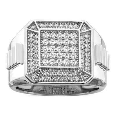 Men's Sterling Silver CZ Pave Ring