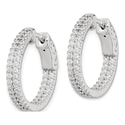 Sterling Silver 20mm CZ Pave Hoop Earrings – view 3