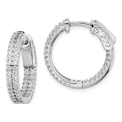 Sterling Silver 20mm CZ Pave Hoop Earrings