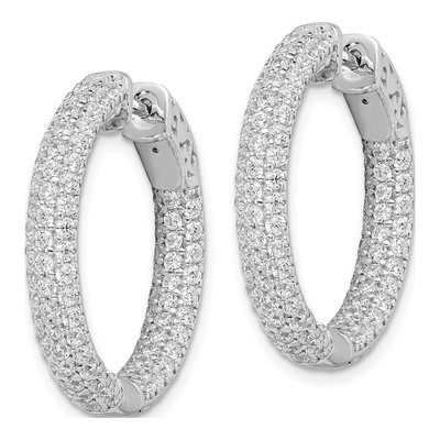 Sterling Silver 25mm CZ Pave Inside-Out Hoop Earrings – view 3