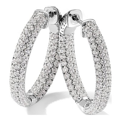 Sterling Silver 25mm CZ Pave Inside-Out Hoop Earrings – view 6