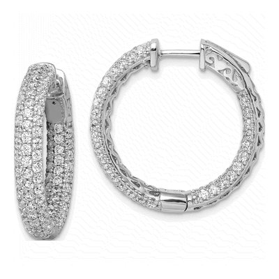 Sterling Silver 25mm CZ Pave Inside-Out Hoop Earrings