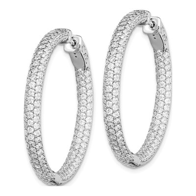 Sterling Silver 36mm CZ Pave Inside-Out Hoop Earrings – view 3