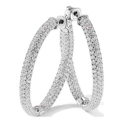 Sterling Silver 36mm CZ Pave Inside-Out Hoop Earrings – view 6