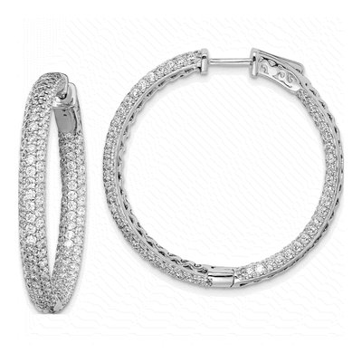 Sterling Silver 36mm CZ Pave Inside-Out Hoop Earrings