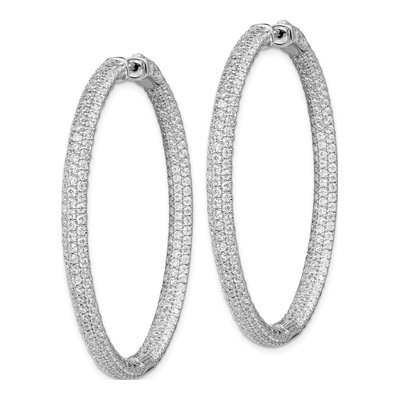 Sterling Silver 50mm CZ Pave Inside-Out Hoop Earrings – view 3