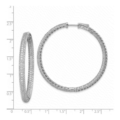 Sterling Silver 50mm CZ Pave Inside-Out Hoop Earrings – view 5