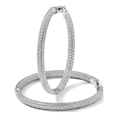 Sterling Silver 50mm CZ Pave Inside-Out Hoop Earrings – view 6