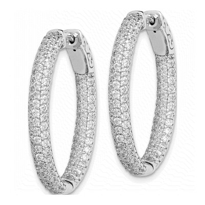 Sterling Silver 32mm CZ Pave Inside-Out Hoop Earrings – view 3