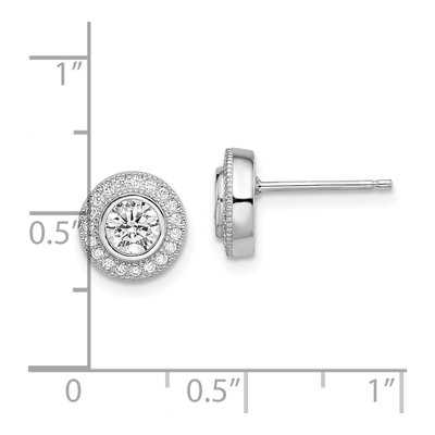 Sterling Silver CZ Pave Halo Button Stud Earrings – view 5