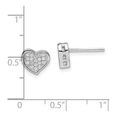 Sterling Silver CZ Pave Heart Stud Earrings – view 5