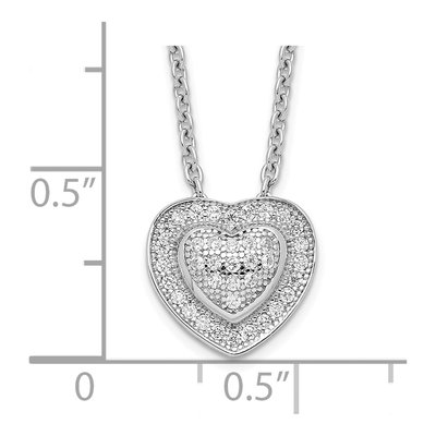 Sterling Silver CZ Pave Heart Pendant Necklace – view 4